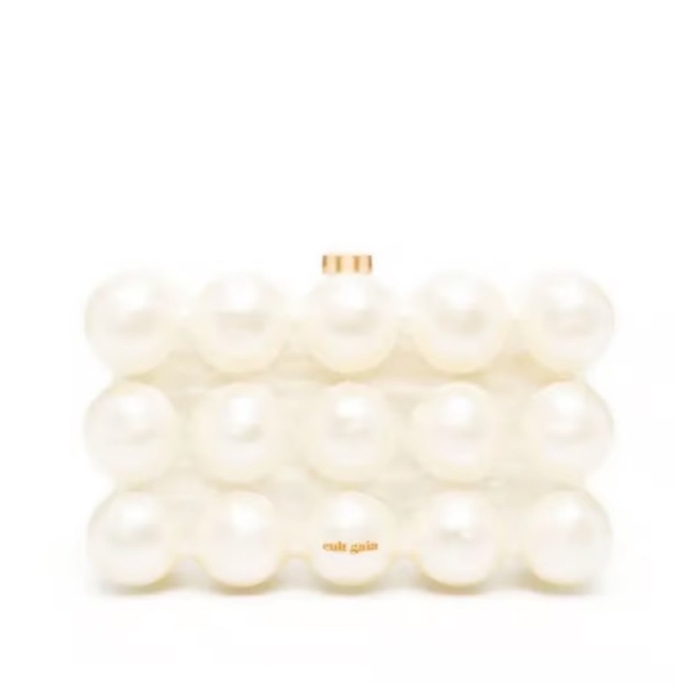 Cult Gaia White Clutch with Pearl Design